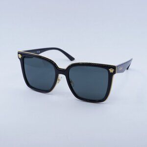 Versace VE2278D GB1/87 Sunglasses Black Square Frame, Dark Grey Lenses